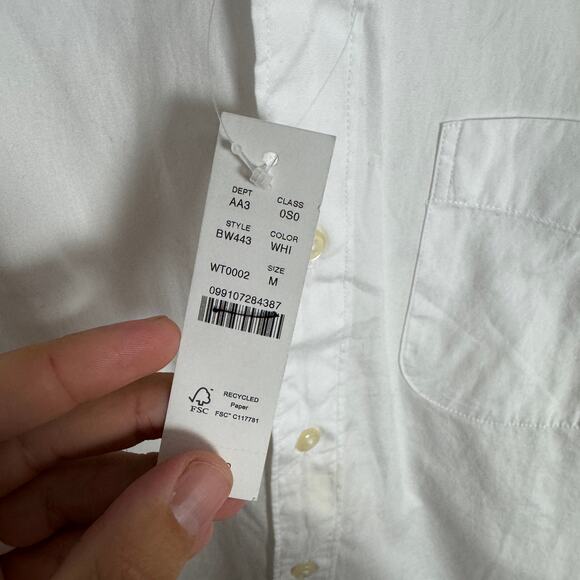 J.Crew Classic Secret Wash Cotton Poplin Shirt Mens M White Button Down BW443 LS - Picture 7 of 9